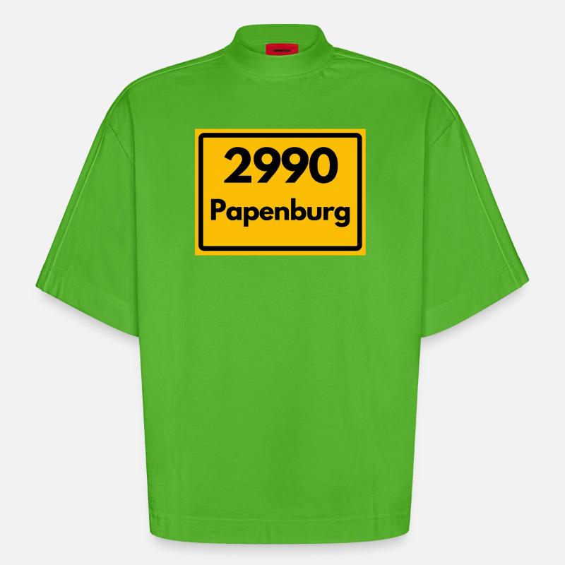 OLD POSTCODE POSTCODE RETRO 2990 PAPENBURG - Heavyweight Oversized Organic Boxy T-Shirt Made in EU - Apple Neon