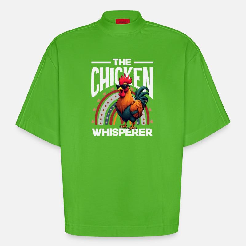 Der Hühnerflüsterer Cooler Hahn - Heavyweight Oversized Organic Boxy T-Shirt Made in EU - Apple Neon