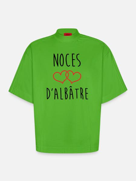 Alabaster-Hochzeit 75 Jahre Ehe - Heavyweight Oversized Organic Boxy T-Shirt Made in EU - Apple Neon