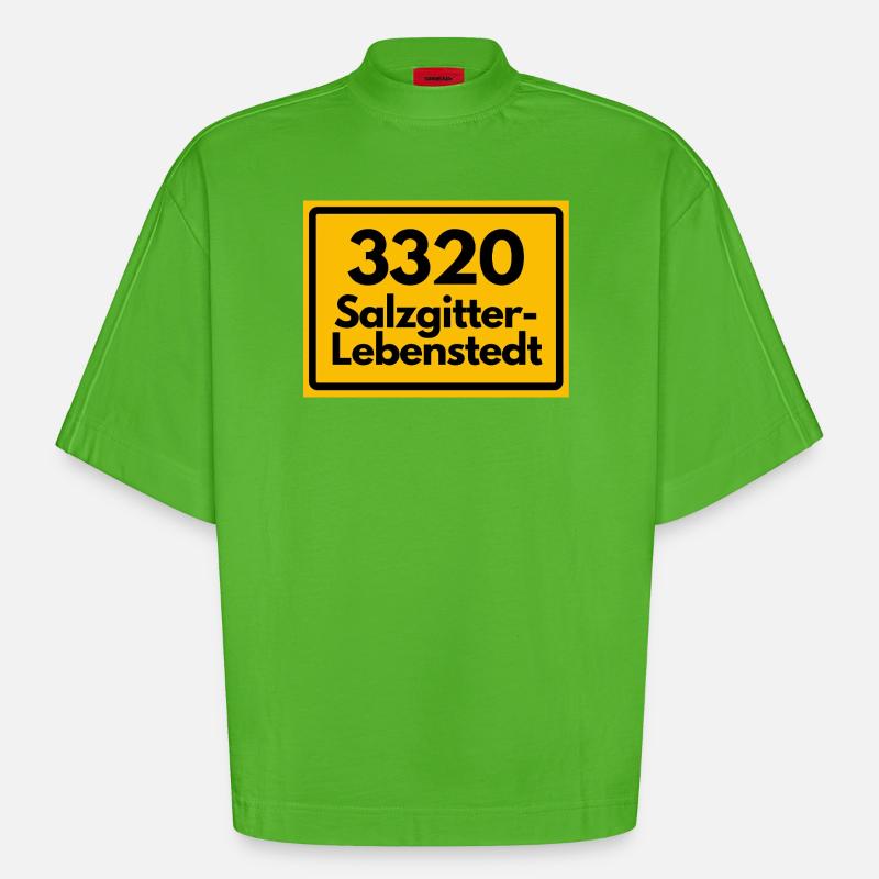 OLD POSTCODE POSTCODE RETRO 3320 SALZGITTER - Heavyweight Oversized Organic Boxy T-Shirt Made in EU - Apple Neon