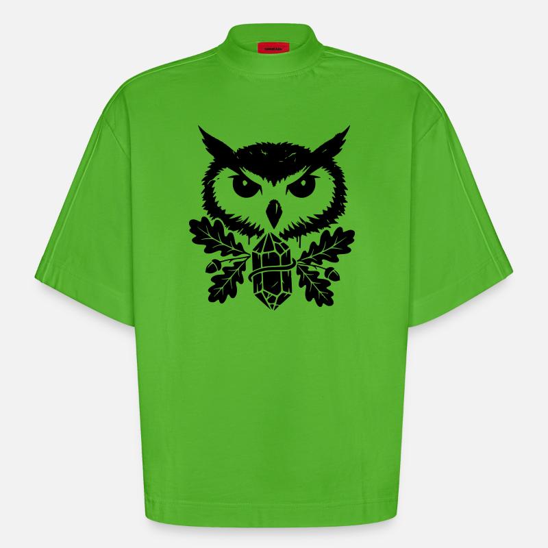 Fantasy Eule Kristall Tattoo - Heavyweight Oversized Organic Boxy T-Shirt Made in EU - Apple Neon