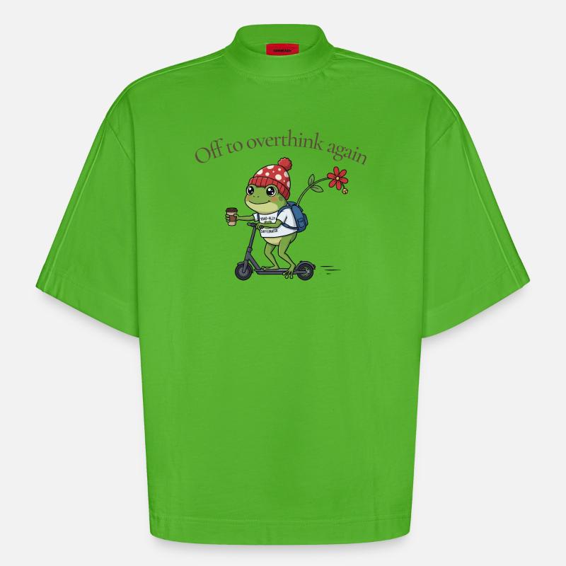 Toad-ally caffeinated frog - Heavyweight Oversized Organic Boxy T-Shirt Made in EU - Apple Neon