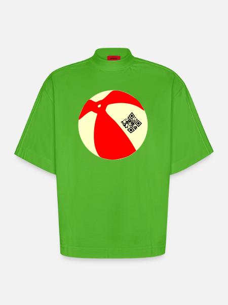 Ball QR - Heavyweight Oversized Organic Boxy T-Shirt Made in EU - Apple Neon