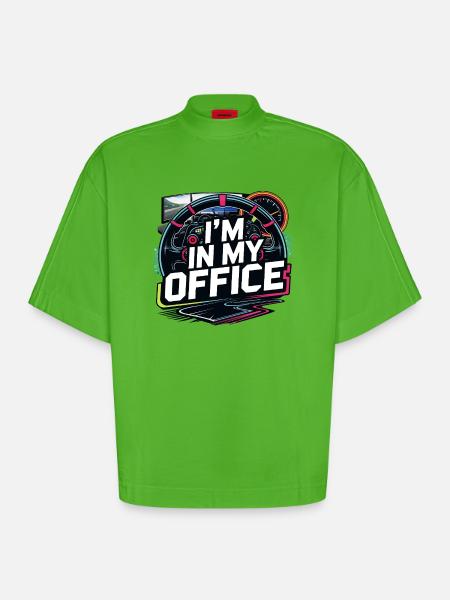 I'm in my office - Heavyweight Oversized Organic Boxy T-Shirt Made in EU - Apple Neon