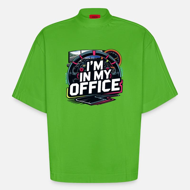 Je suis dans mon bureau - T-shirt bio épais oversize Boxy fabriqué en UE - Apple Neon