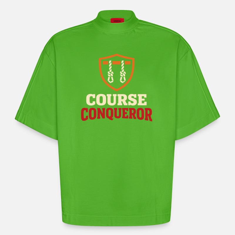 Parcours d’obstacles Course d’obstacles OCR - T-shirt bio épais oversize Boxy fabriqué en UE - Apple Neon