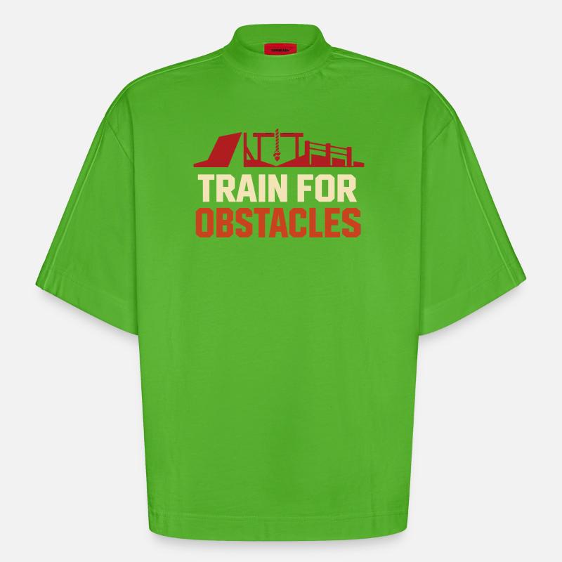 Parcours d’obstacles Course d’obstacles OCR - T-shirt bio épais oversize Boxy fabriqué en UE - Apple Neon
