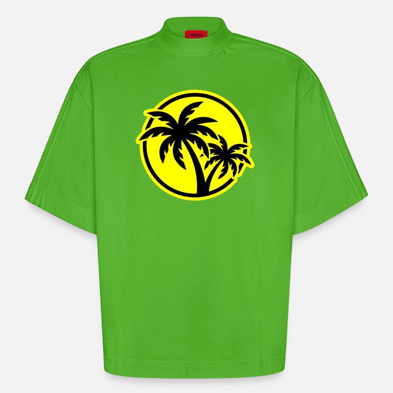 Plage symbole de Palm Tree - T-shirt bio épais oversize Boxy fabriqué en UE - Apple Neon