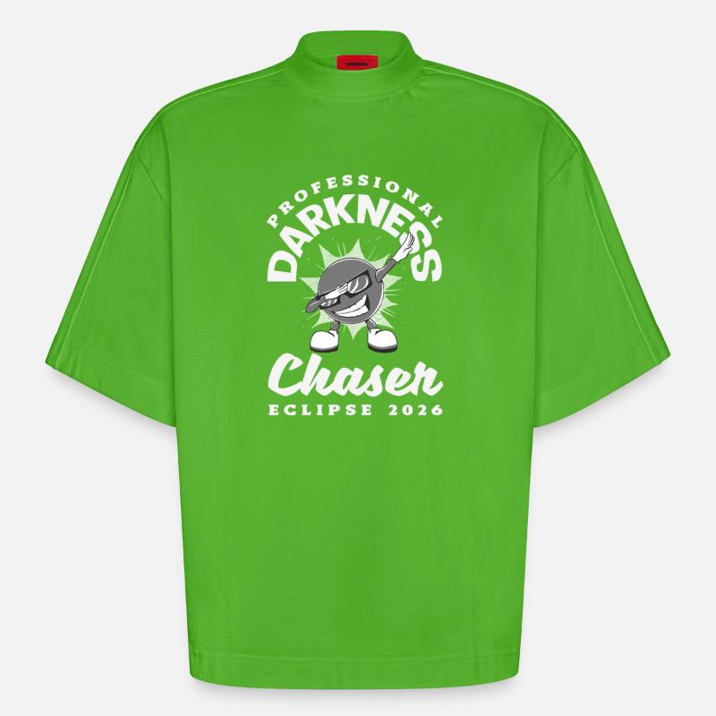 Solar eclipse 2026, August 12 - Heavyweight Oversized Organic Boxy T-Shirt Made in EU - Apple Neon