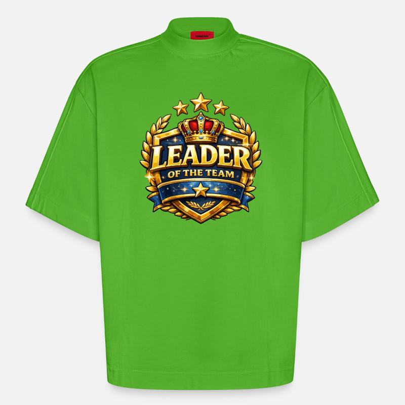 Chef de l’équipe Crown Badge - T-shirt bio épais oversize Boxy fabriqué en UE - Apple Neon