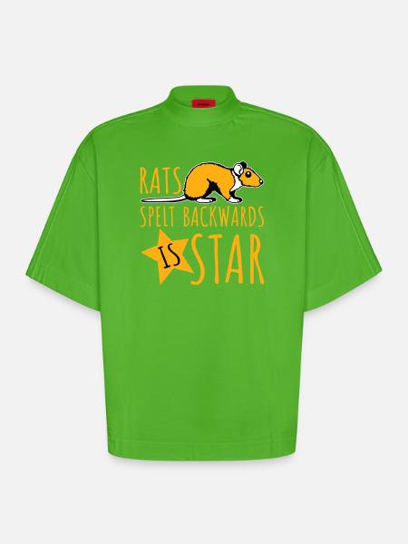 Rats Spelt Backwards Is Star Lustiger Ratte Spruch - Heavyweight Oversized Organic Boxy T-Shirt Made in EU - Apple Neon