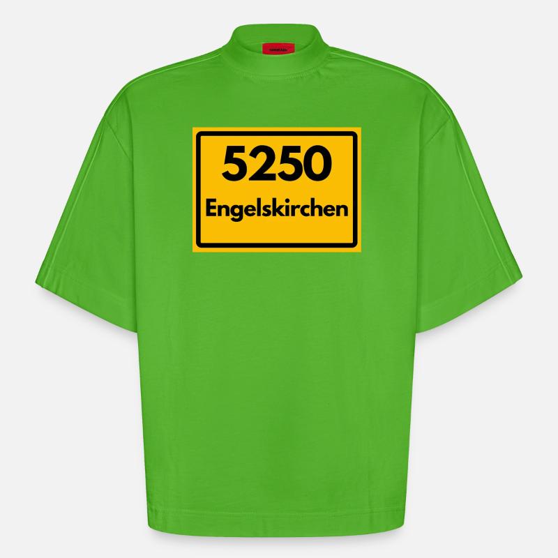 OLD POSTCODE POSTCODE RETRO 5250 ENGELSKIRCHEN - Heavyweight Oversized Organic Boxy T-Shirt Made in EU - Apple Neon