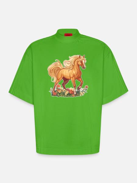 Hest - Heavyweight oversized organic boxy T-shirt made in EU - Apple Neon
