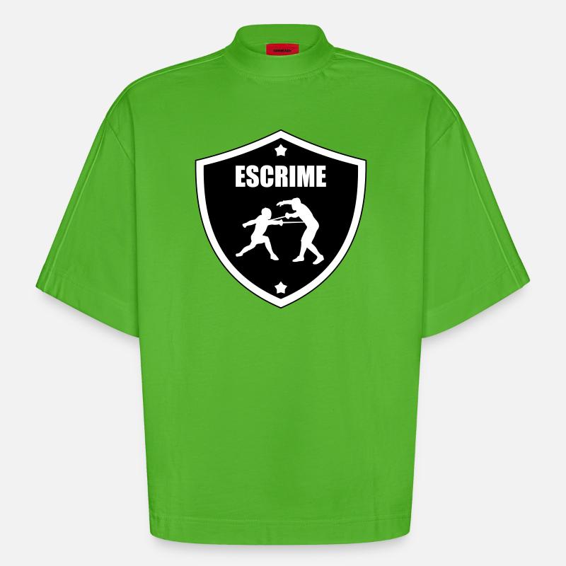 Fechtwappen: das Schild der Teilnehmer - Heavyweight Oversized Organic Boxy T-Shirt Made in EU - Apple Neon