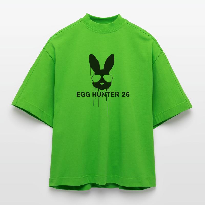 Cooler Egg Hunter 2026 Bunny Easter Heavyweight Oversized Organic Boxy T-Shirt Made in EU