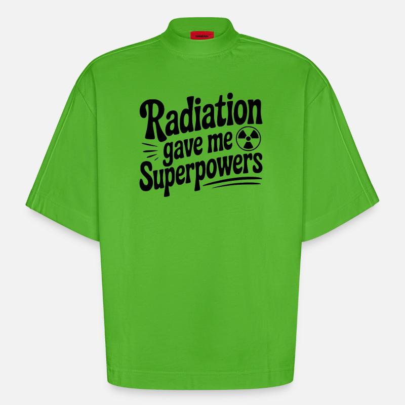 Radiation Gave Me Superpowers - Heavyweight Oversized Organic Boxy T-Shirt Made in EU - Apple Neon
