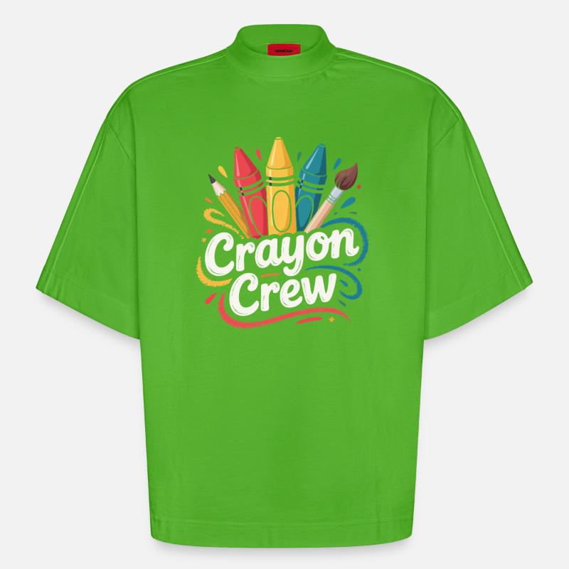 Crayon Crew Farbexplosion - Heavyweight Oversized Organic Boxy T-Shirt Made in EU - Apple Neon