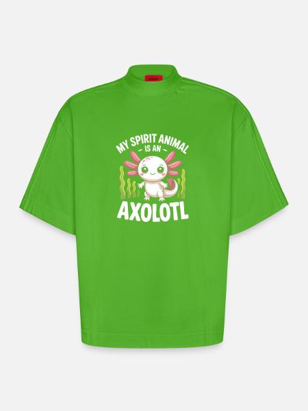 Axolotl Geisttier-Tee - Heavyweight Oversized Organic Boxy T-Shirt Made in EU - Apple Neon