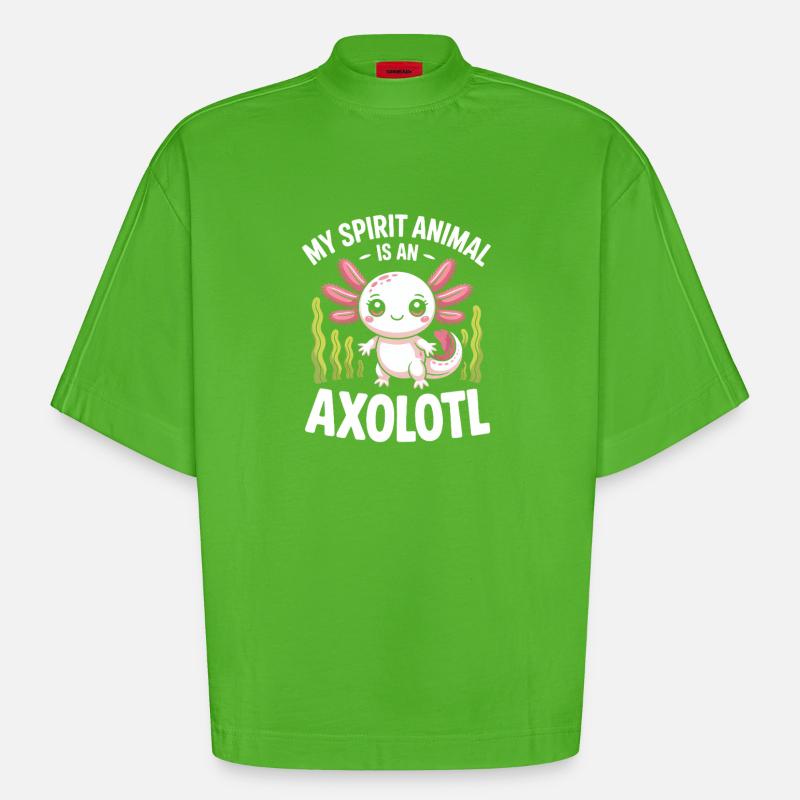 Axolotl Geisttier-Tee - Heavyweight Oversized Organic Boxy T-Shirt Made in EU - Apple Neon