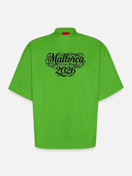 Mallorca 2026 Palme - Heavyweight Oversized Organic Boxy T-Shirt Made in EU - Apple Neon