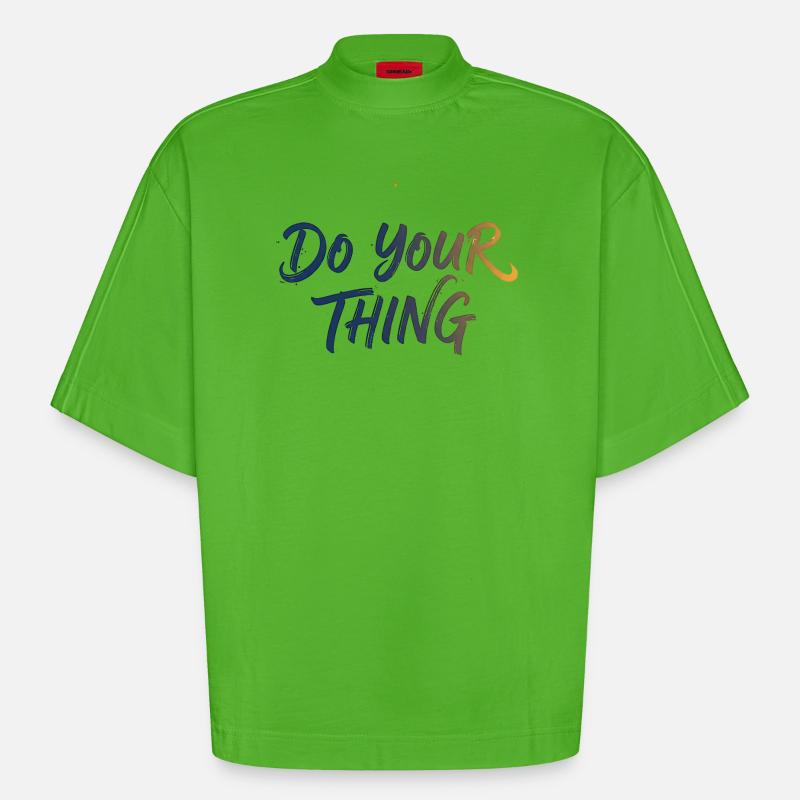 Faites votre truc Schriftzug Brushing - T-shirt bio épais oversize Boxy fabriqué en UE - Apple Neon