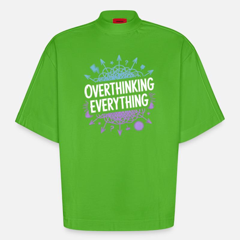 Overthinking Everything ADHD Chaos - Heavyweight Oversized Organic Boxy T-Shirt Made in EU - Apple Neon