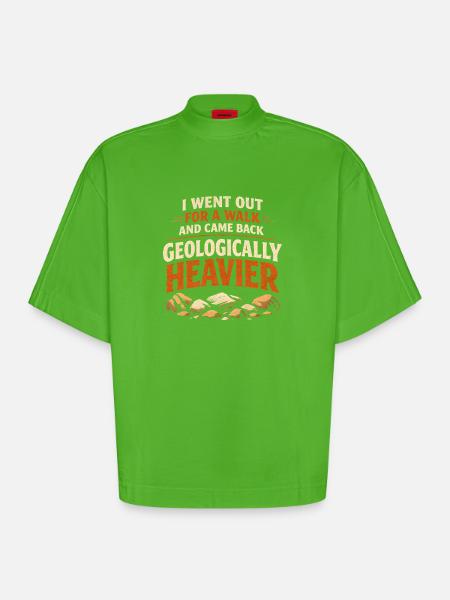 Harder back | Geology Stone Collector - Heavyweight Oversized Organic Boxy T-Shirt Made in EU - Apple Neon