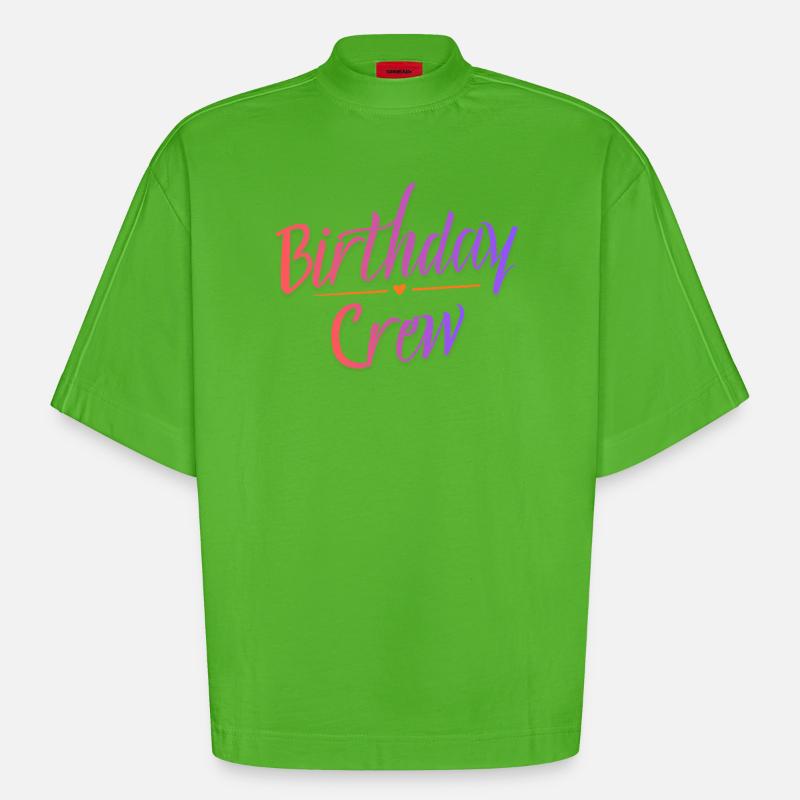 Birthday Crew - Heavyweight Oversized Organic Boxy T-Shirt Made in EU - Apple Neon