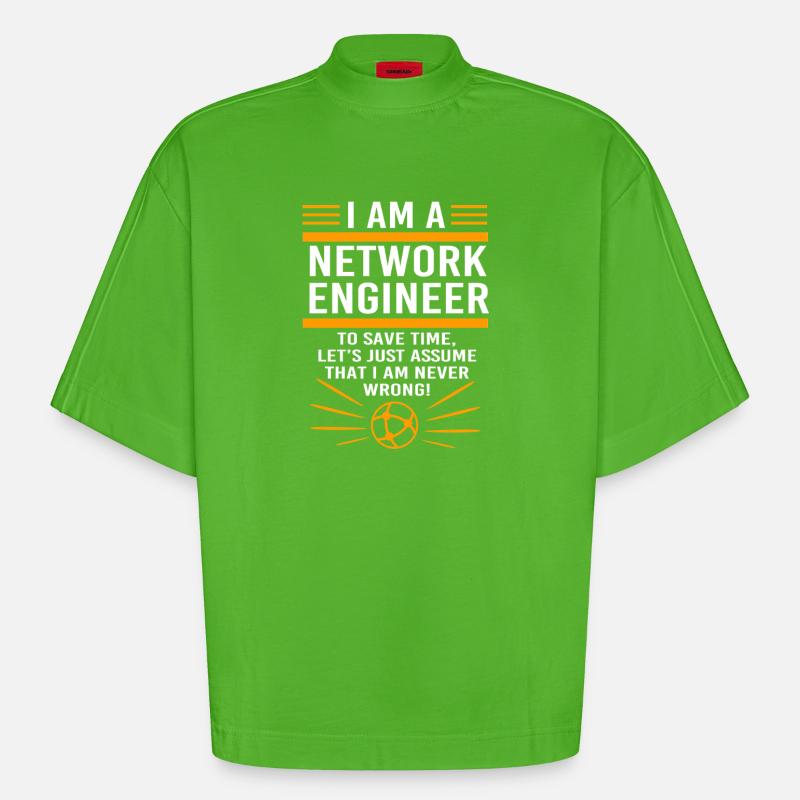 Netzwerk Informatiker Programmierer Admin - Heavyweight Oversized Organic Boxy T-Shirt Made in EU - Apple Neon