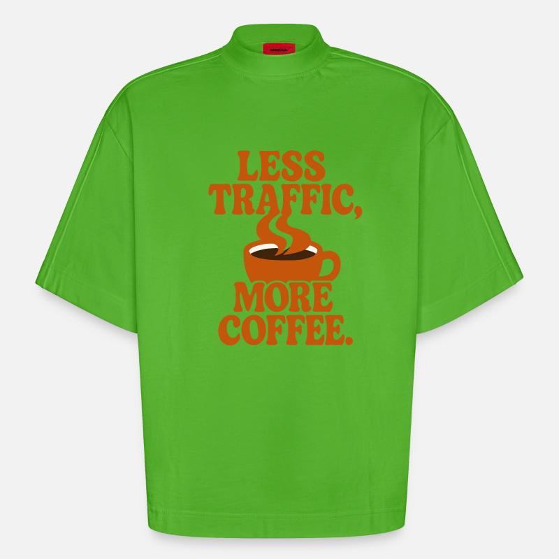 Productivité Caféinée : Zéro Perte de Temps - Heavyweight Oversized Organic Boxy T-Shirt Made in EU - Apple Neon