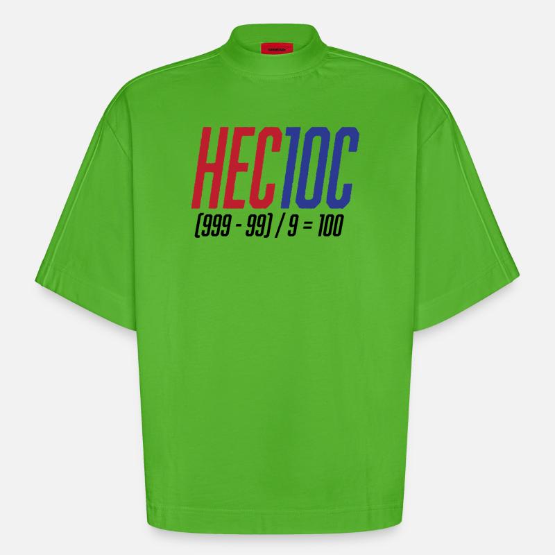 Hectoc Mental Arithmetic Game, Math - Heavyweight Oversized Organic Boxy T-Shirt Made in EU - Apple Neon
