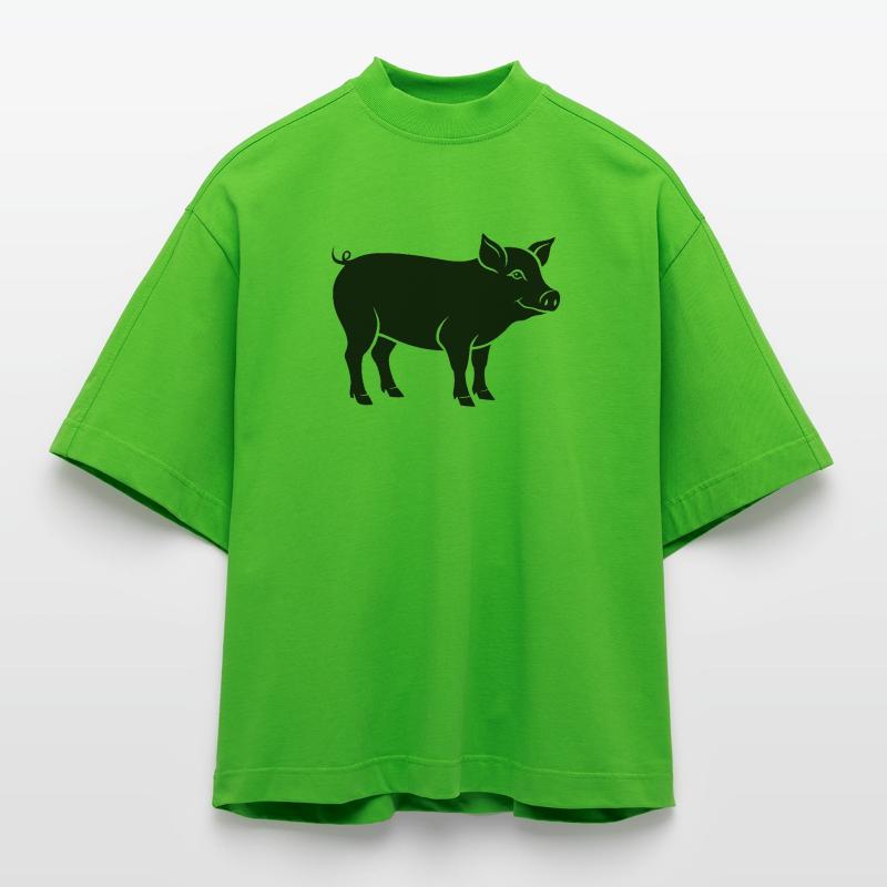 cochon T-shirt bio épais oversize Boxy fabriqué en UE