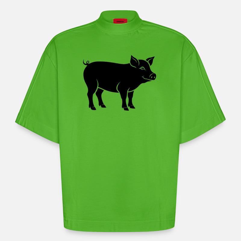 cochon - T-shirt bio épais oversize Boxy fabriqué en UE - Apple Neon