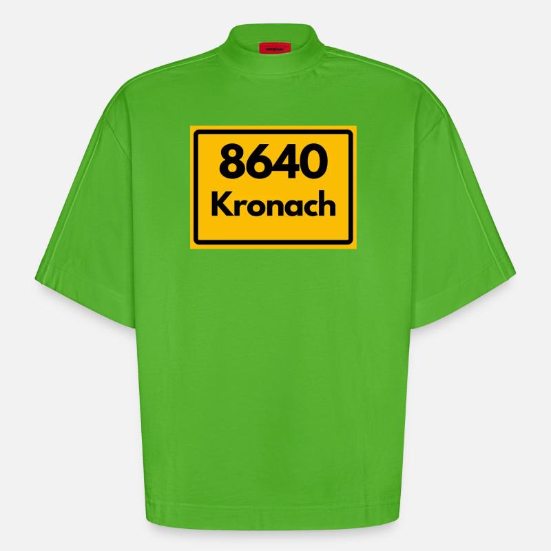 ANCIEN CODE POSTAL 8640 KRONACH HEIMATSTOLZ - T-shirt bio épais oversize Boxy fabriqué en UE - Apple Neon