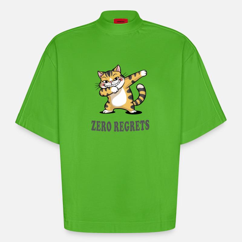 Zero Regrets Lustige Katze Sarkasmus Design - Heavyweight Oversized Organic Boxy T-Shirt Made in EU - Apple Neon
