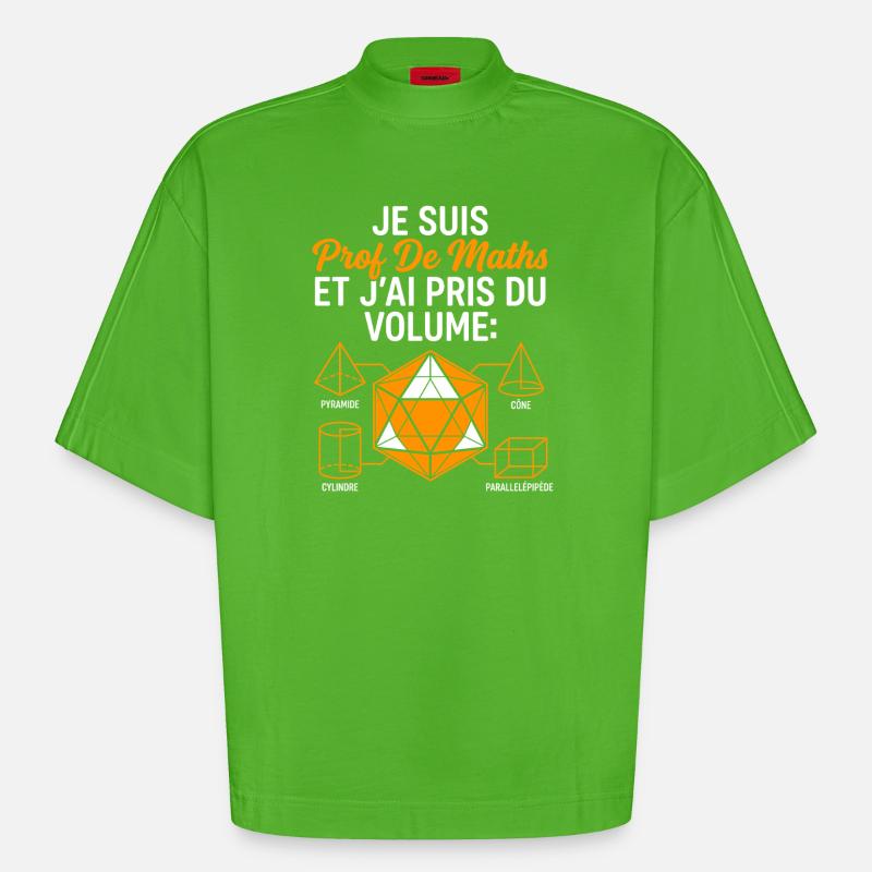 Prof de Maths prend du Volume - T-shirt bio épais oversize Boxy fabriqué en UE - Apple Neon