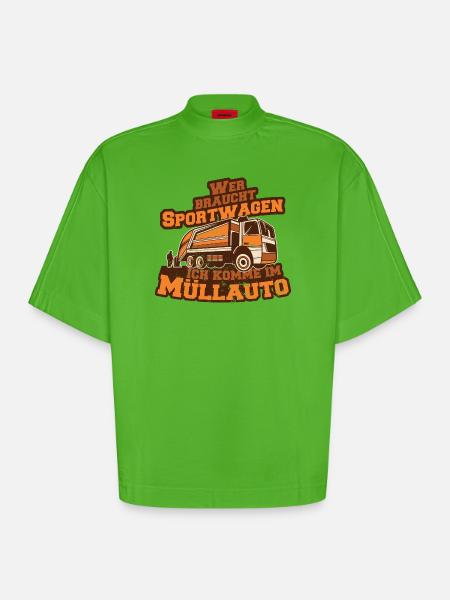 Müllauto Spruch - Heavyweight Oversized Organic Boxy T-Shirt Made in EU - Apple Neon