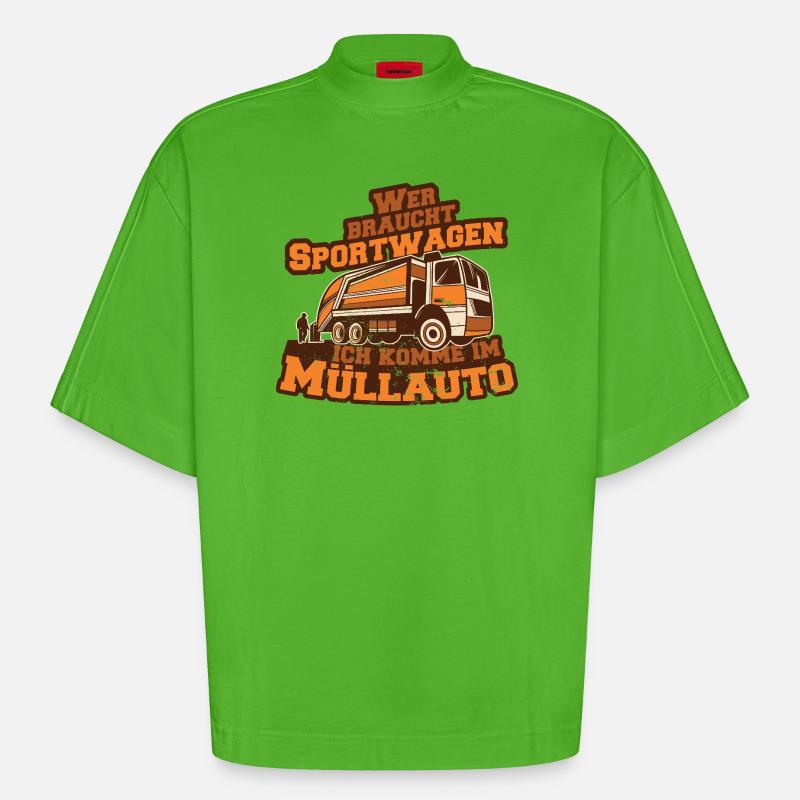 Müllauto Spruch - Heavyweight Oversized Organic Boxy T-Shirt Made in EU - Apple Neon
