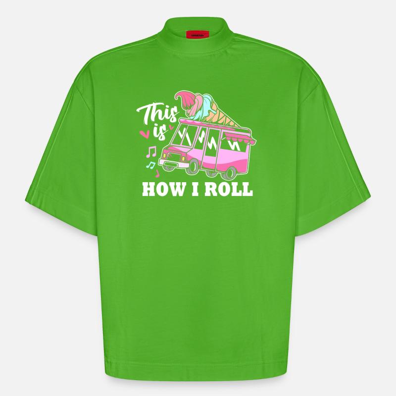 Eisdiele Eiswagen Eis Eiscreme - Heavyweight Oversized Organic Boxy T-Shirt Made in EU - Apple Neon