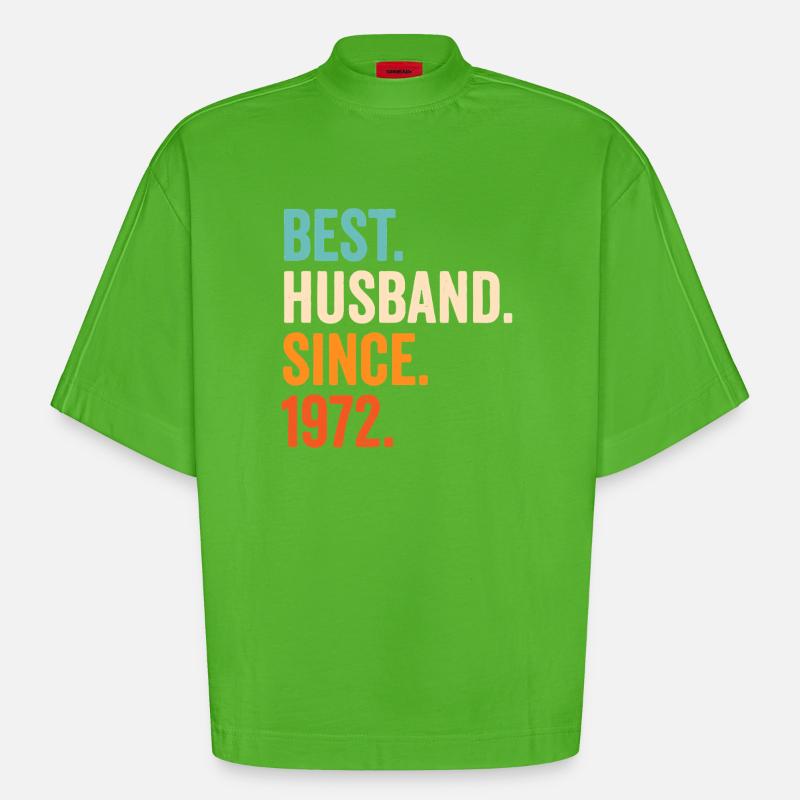Bester Ehemann seit 1972 - Heavyweight Oversized Organic Boxy T-Shirt Made in EU - Apple Neon