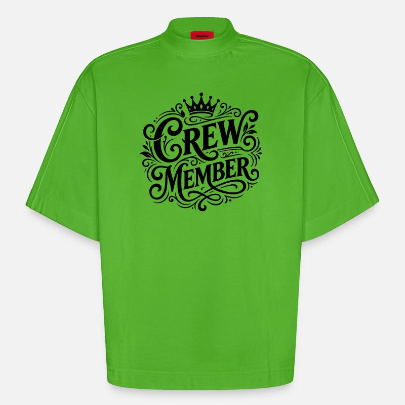 Crew Mitglied Krone - Heavyweight Oversized Organic Boxy T-Shirt Made in EU - Apple Neon
