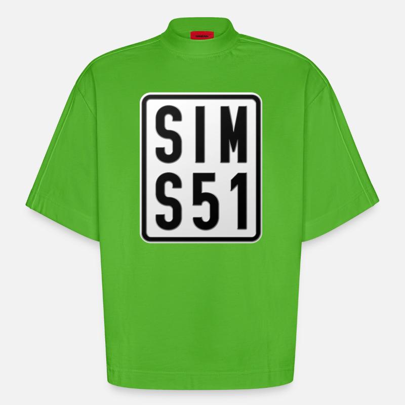 Plaque d’immatriculation du Simson S51 Mobylette - T-shirt bio épais oversize Boxy fabriqué en UE - Apple Neon