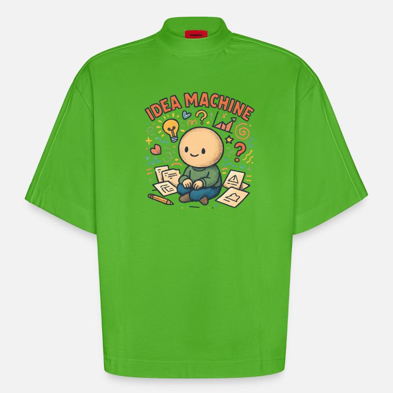 Idea Machine: Creative Brain Game - Heavyweight Oversized Organic Boxy T-Shirt Made in EU - Apple Neon