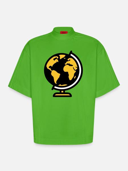 Globe Globe Earth School - Heavyweight Oversized Organic Boxy T-Shirt Made in EU - Apple Neon