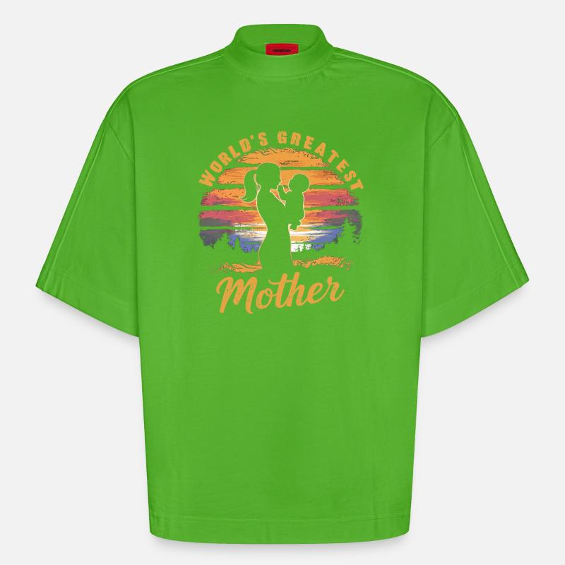 Die größte Mutter der Welt - Heavyweight Oversized Organic Boxy T-Shirt Made in EU - Apple Neon