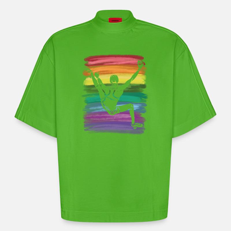 Bloc de bloc de Boulderer - T-shirt bio épais oversize Boxy fabriqué en UE - Apple Neon