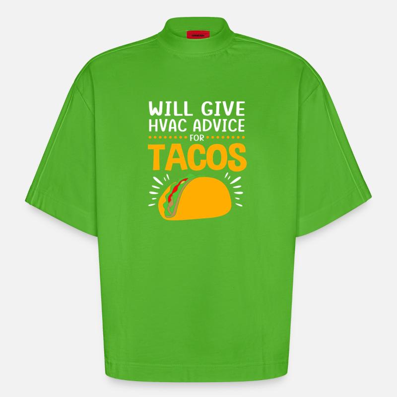 Technicien climatisation Technicien Réfrigération Chauffage - T-shirt bio épais oversize Boxy fabriqué en UE - Apple Neon