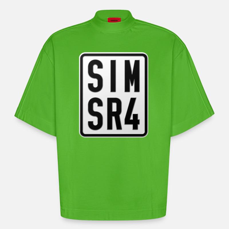 Plaque d’immatriculation du cyclomoteur Simson SR4 - T-shirt bio épais oversize Boxy fabriqué en UE - Apple Neon