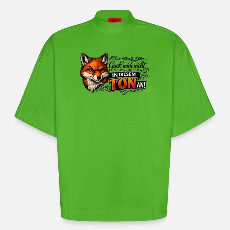 Fuchs freches Statement - Heavyweight Oversized Organic Boxy T-Shirt Made in EU - Apple Neon