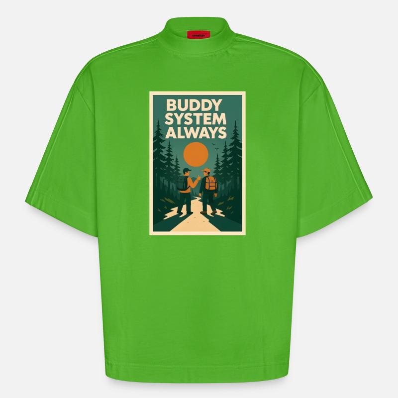 Immer Buddy-System | Pfadfinder - Heavyweight Oversized Organic Boxy T-Shirt Made in EU - Apple Neon